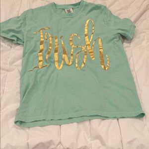 Comfort Colors Mint Green Short Sleeve Tee with Gold Script